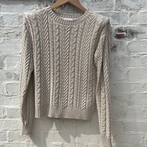 Evereve Cable Knit Sweater in Beige
